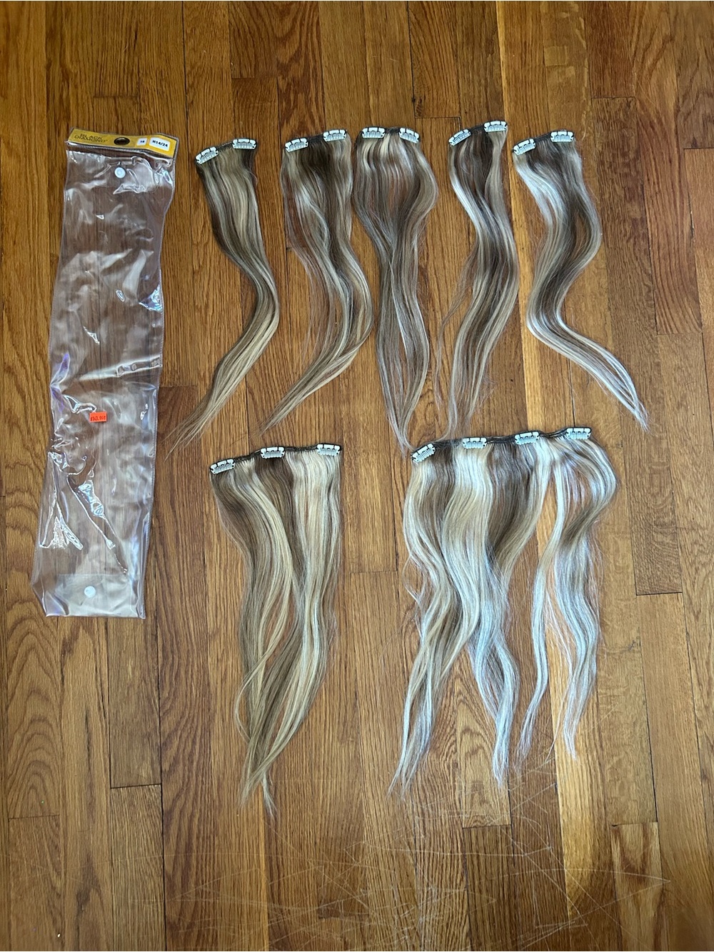 Black Diamond Human Hair Clip In Extensions 16” H14/24 Blonde 7 Pc